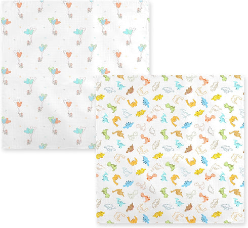 2-Pack 100% 47 47 Inches Cotton Muslin Swaddle Blankets, Large x Breathable Soft Receiving Blankets for Newborns