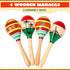JOYIN 4 PCS Wooden Maracas for Kids, 7.6" Musical Rattle Noisemaker for Fiesta Party Favors