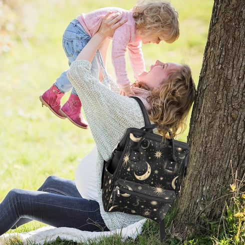 XMNYGJ Backpack Backpack Mommy Daypack Diaper Bag for Women Moon Star Nursing Diaper Waterproof Travel Portable Nappy