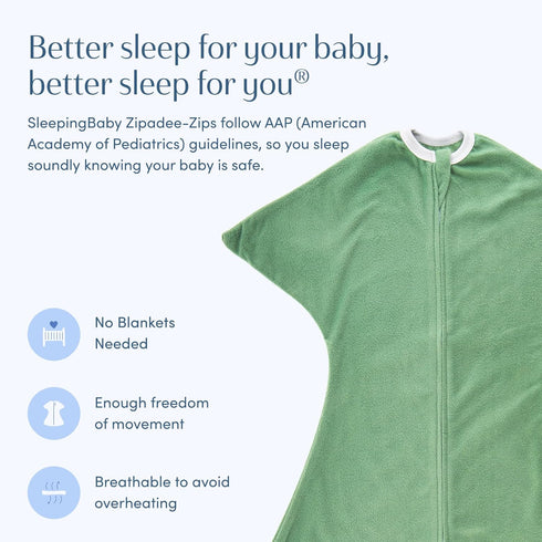 0.8 (6-12 SleepingBaby Zipadee-Zip Fleece Transition Swaddle - Arms-Out Wearable Blanket for Baby Sleep, Soft