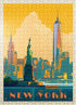 MyPuzzle New York City: Vintage Poster Skyline Glow - Premium 500 Piece Jigsaw Puzzle for Adults