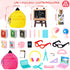 FFNIU 30Pcs Backpack Set Mini School Supplies, Doll School Supplies Includes Mini Doll Laptops Glasses Blackboard Book
