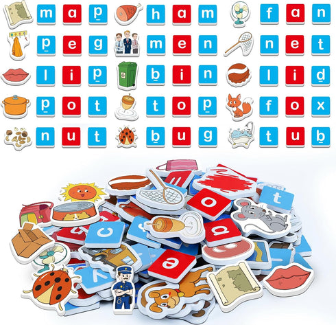 Magnetic Letters & CVC Word Games, Phonics Games, Alphabet Learning Toys, ABC Magnets for Kids, Speech Therapy Toys