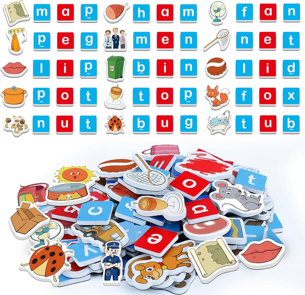 Magnetic Letters & CVC Word Games, Phonics Games, Alphabet Learning Toys, ABC Magnets for Kids, Speech Therapy Toys