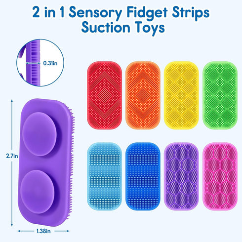 idooss 3 Sensory Fidget Toys for Kids Adults, Sensory Calm Strips for ADHD, Autism with Suction Cups, Texture Relief