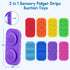 idooss 3 Sensory Fidget Toys for Kids Adults, Sensory Calm Strips for ADHD, Autism with Suction Cups, Texture Relief