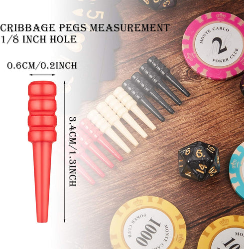 48 Pieces Wooden Cribbage Pegs, Fit 1/8 Holes with Storage Pouch for Cribbage Traditional Board Game, 3 Colors