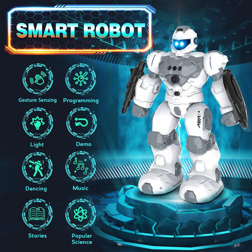 VAV Toys for 6-10 Year Old Boys Girls - Rechargeable Remote Control Robot Toy, Intelligent Programmable RC Robot