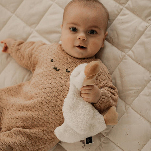 9.8 Inches (Pack 1) Helga The Goose, Pacifier Holder, Security Blanket Lovey, Infant Stuffed Toy, of (Cannoli Cream)