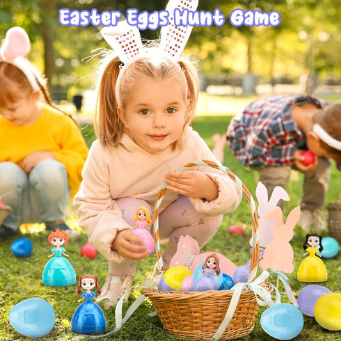 12PCS DREACAREFT Princess Easter Eggs - Prefilled Easter Eggs Filled with Princess Dolls Toys for Kids Girls Basket