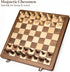 15" Set ELONGDI Wooden Chess with Magnetic Pieces - Extra Queens - Folding Chessboard Portable Travel Tournament Chess