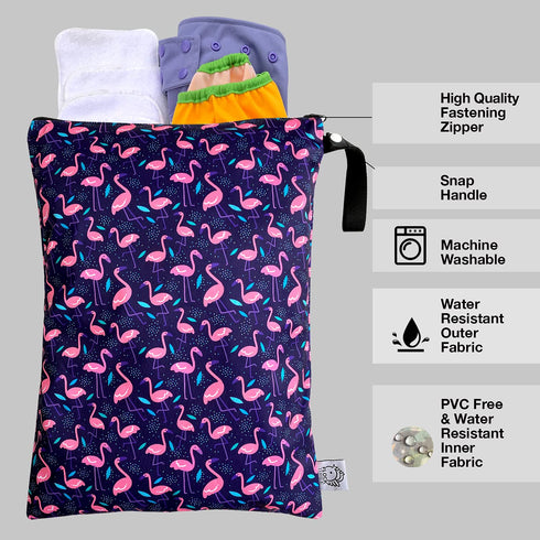 Swimming 12.6'' 16.5'' FLOCK THREE Washable and Reusable Wet Bag Diaper Bag Water Resistant Bag Travel Toiletries Pouch