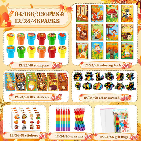 Set Craft24Set BenLouis Fall Party Favors for Kids Thanksgiving Day Classroom Gifts Prize Coloring Books Bulk