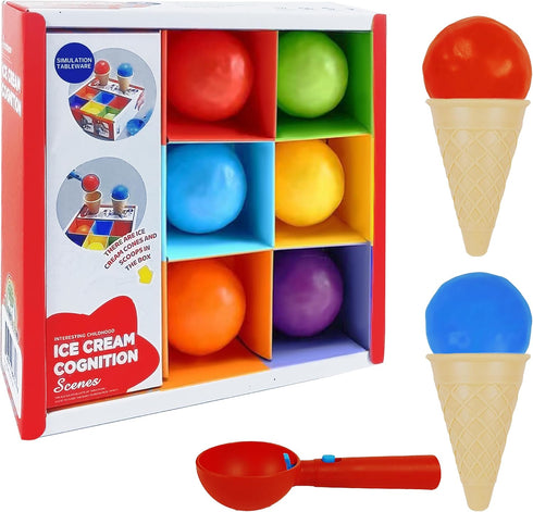 Ice Cream Toy Set (9 Pcs) - Multi Color Pretend Play Ice Cream Maker for Toddlers, Dramatic Shop Fun