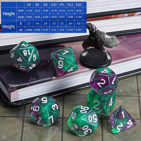 CiaraQ DND Polyhedral Dice Set - Black Dice Bag for D&D RPG Table Games