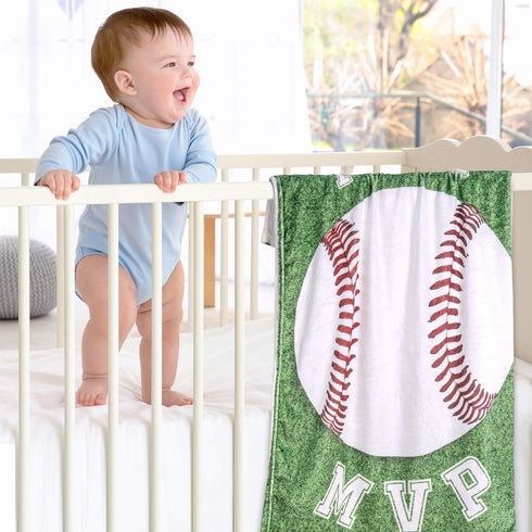 47"x40" SUKOON Baseball Monthly Milestone Blanket for Baby Boy/Girl | Includes Frame and Bib | Large | | Personalized