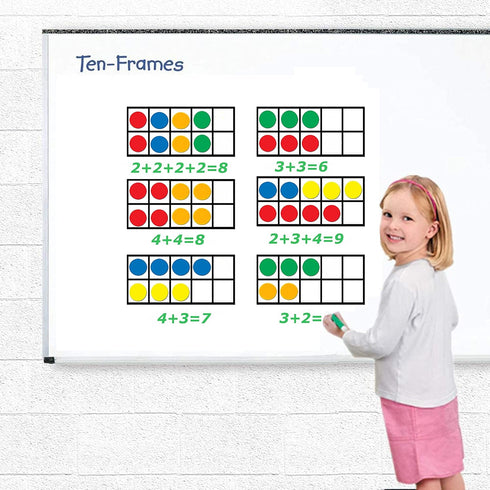 Giant Magnetic Ten-Frame Set - 5 Ten Frames and 55 Magnetic Math Counters - Classroom Toys for Kindergarten