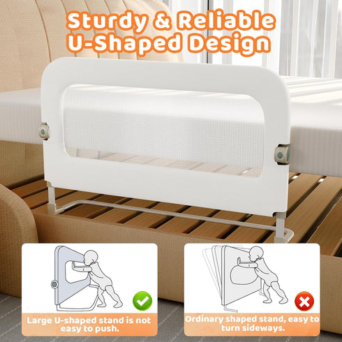 59inch omzer Bed Guard Rail for Toddlers - Foldable & Adjustable Height Baby Bed Safety Side Rails - Large Toddler Crib