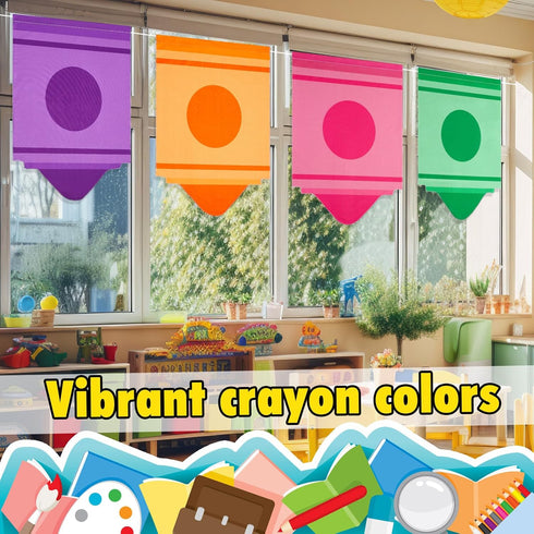 Cosblank 8 8 (36 24 Inches) Rainbow School Curtains - Pcs Cartoon Crayon Classroom Decor for Back to School and First