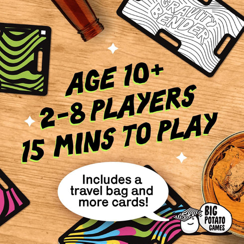 Cards Vs Gravity Pro, Travel Bag and Extra Cards Included, Fun Family Game for 2-8 Players