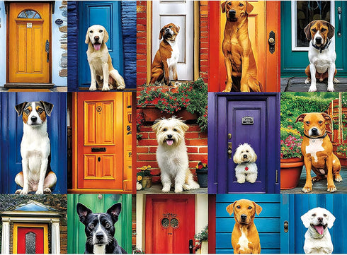 HQXXJW 500 Piece Jigsaw Puzzle for Adults Cute Dogs and Doors Design, Dog
