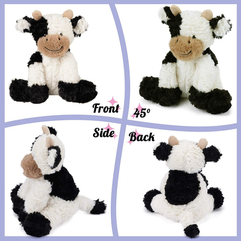 Hopearl 9'' Adorable Plush Cow Toy Floppy Dairy Cattle Soft Stuffed Animal Cute Birthday Gifts for Kids, Boys, Girls