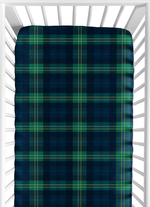 Sweet Jojo Designs Fitted Baby Crib Sheets (Green Gingham Plaid) for Boys