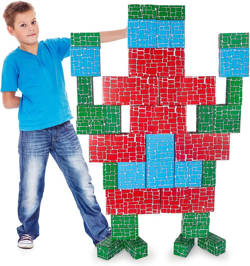 Cardboard Building Block, EXERCISE N PLAY 40pcs Extra-Thick Jumbo Giant Building Blocks for Kids
