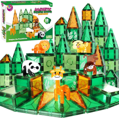 TOY Life Magnetic Tiles for Toddlers, 38 Pcs Magnetic Blocks for Kids Ages 4-8, STEM Magnet Toys for Christmas Birthday