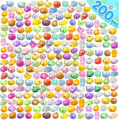 Dioju 200 Pcs Mochi Squishy Toy, Mini Kawaii Squishies Bulk Sensory Fidget