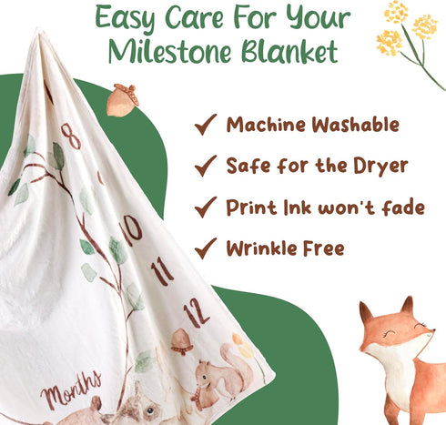 Monthly Baby Milestone Blanket - 47"x47" Premium Fleece for Baby Boy or Baby Girl with Felt Marker