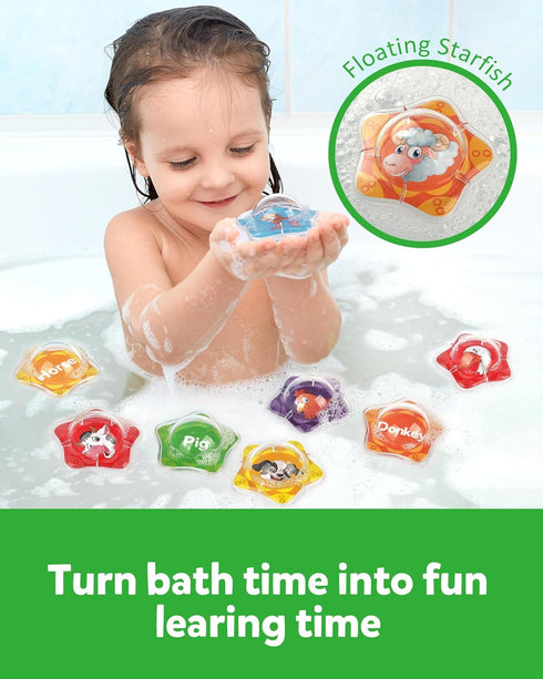 Coogam Floating Bath Toy for Toddlers, 12pcs Farm Animal Bathtub Toy Set for Preschool Learning Activities