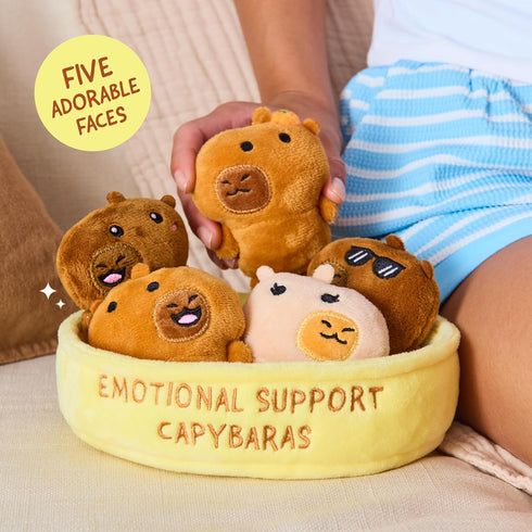 Set, 5 Emotional Support Capybaras by Relatable, Cuddly Stuffed Animals and Plushies Small Gifts for Mom, Includes