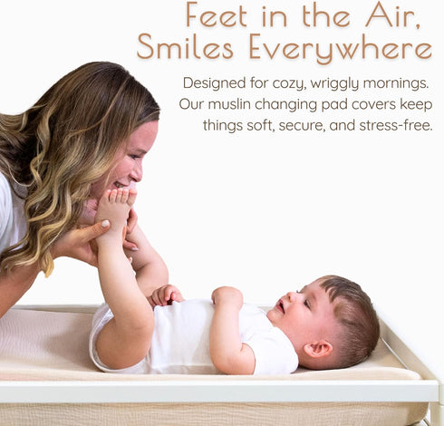 MY LITTLE ZONE 2-Pack 100% 32"x16" 8" Baby Changing Pad Covers Boy, Changing Table Sheets, Cotton Muslin Changing Pad
