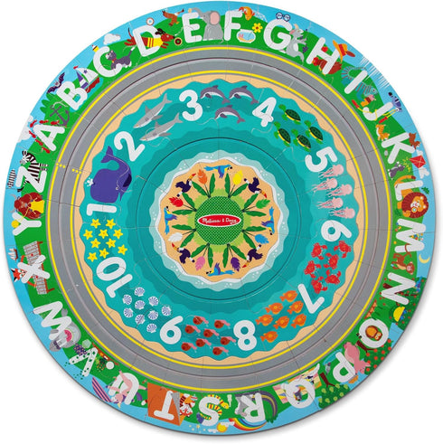 Melissa & Doug Round the Shore Tracks Cardboard Jigsaw Floor Puzzle - 48 Pieces with Wind-Up Vehicles for Boys and