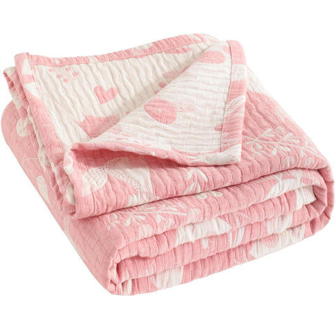 NTBAY 3 Layer Toddler Blanket, Muslin Cotton Jacquard Bed Blankets, Lightweight Thermal