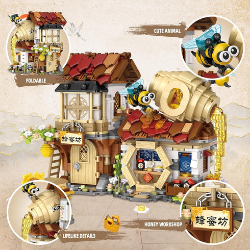 Set 7-9 1242 Honey Workshop Mini Building Blocks, MOC Creative Building Toys Model for Years Old Girls Boys, PCS