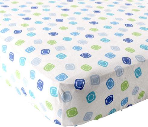 Luvable Friends Unisex Baby Fitted Crib Sheet, Blue Geometric, One Size