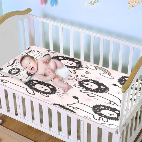 miaozhen 28 52 Inches Waterproof Cooling Baby Mattress x Washable Peach Cartoon Lion Cute Bed Pads for Baby Toddler