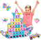 MAGBLOCK Magnetic Building Blocks Set: 156Pcs Magnetic Tiles Gifts with Car, Letter