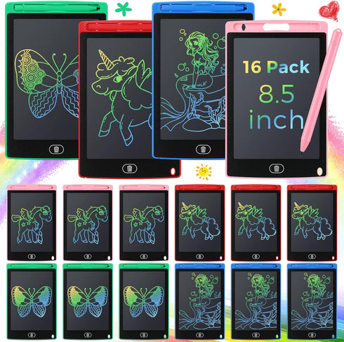 16 Pieces LCD Writing Tablet Doodle Pad, 8.5 Inch Colorful Reusable Writing Tablet for Kids