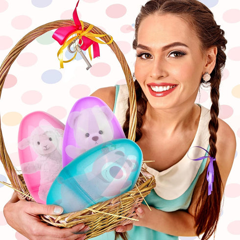 HSLCGF 6 Pack 10 Inch Translucent Fillable Easter Eggs Jumbo Easter Eggs Empty Large Eggs Bulk Colorful Bright Plastic