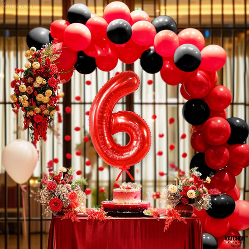 KatchOn Giant Red 6 Year Old Balloon - 40 Inch, 6 Balloons for Birthday Boy, 6th Birthday Decorations for Boys