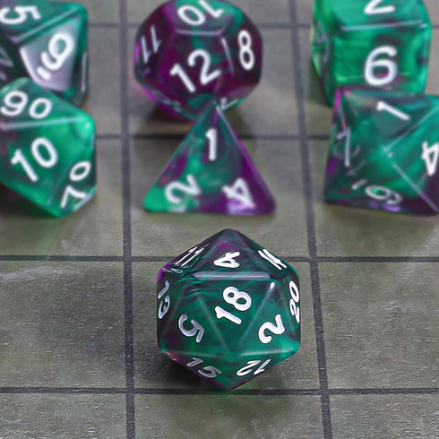 CiaraQ DND Polyhedral Dice Set - Black Dice Bag for D&D RPG Table Games
