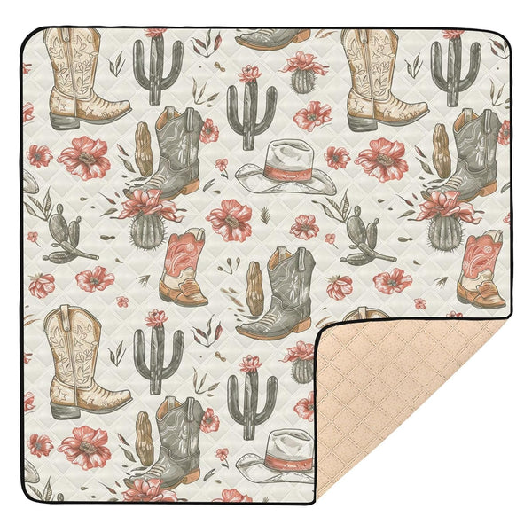 KICPOAY Baby Play Mat Cowboy Boot Hats Western 50 x 50 Playpen Mats