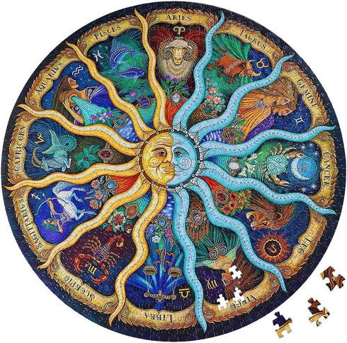 1000 Pieces Round Jigsaw Puzzles for Adults - Moruska Zodiac Horoscope Astrology Puzzle