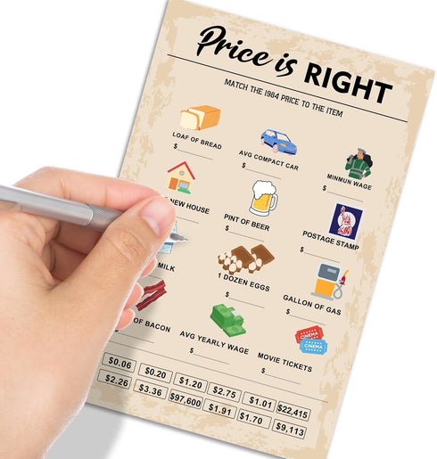 40th Birthday Party Games - Price is Right Games - Birthday Party Supplies for Adults, Fun 1984s Party Game, Pack of 30