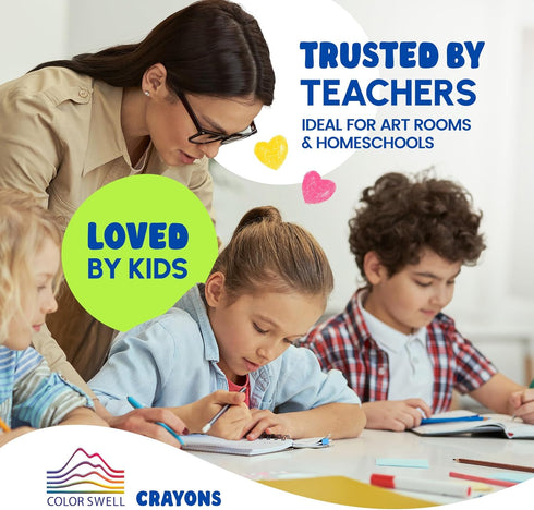 24-Pack Color Swell Crayons Non-Toxic, Ideal for Kids, Students, Adults, and Classroom Activities