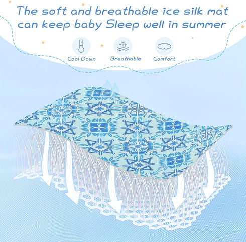 miaozhen 28" 52" Cooling Baby Crib Mattress x Washable Snowflake Pattern Blue Bed Pads for Baby&Toddler