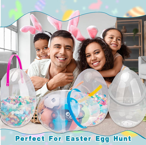 Restroma 12 Inch/ 10 Inch/ 8 Inch 4/5/ 6/7/ 8/10/ 12 (8 (10 Inch)) Giant Clear Easter Eggs Fillable Pcs Jumbo Plastic
